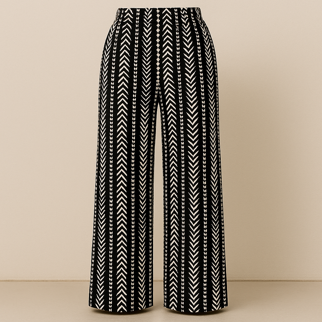 Geometric Pattern Wide-Leg Casual Pants