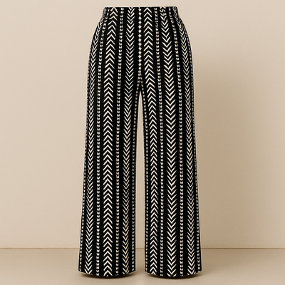 Geometric Pattern Wide-Leg Casual Pants